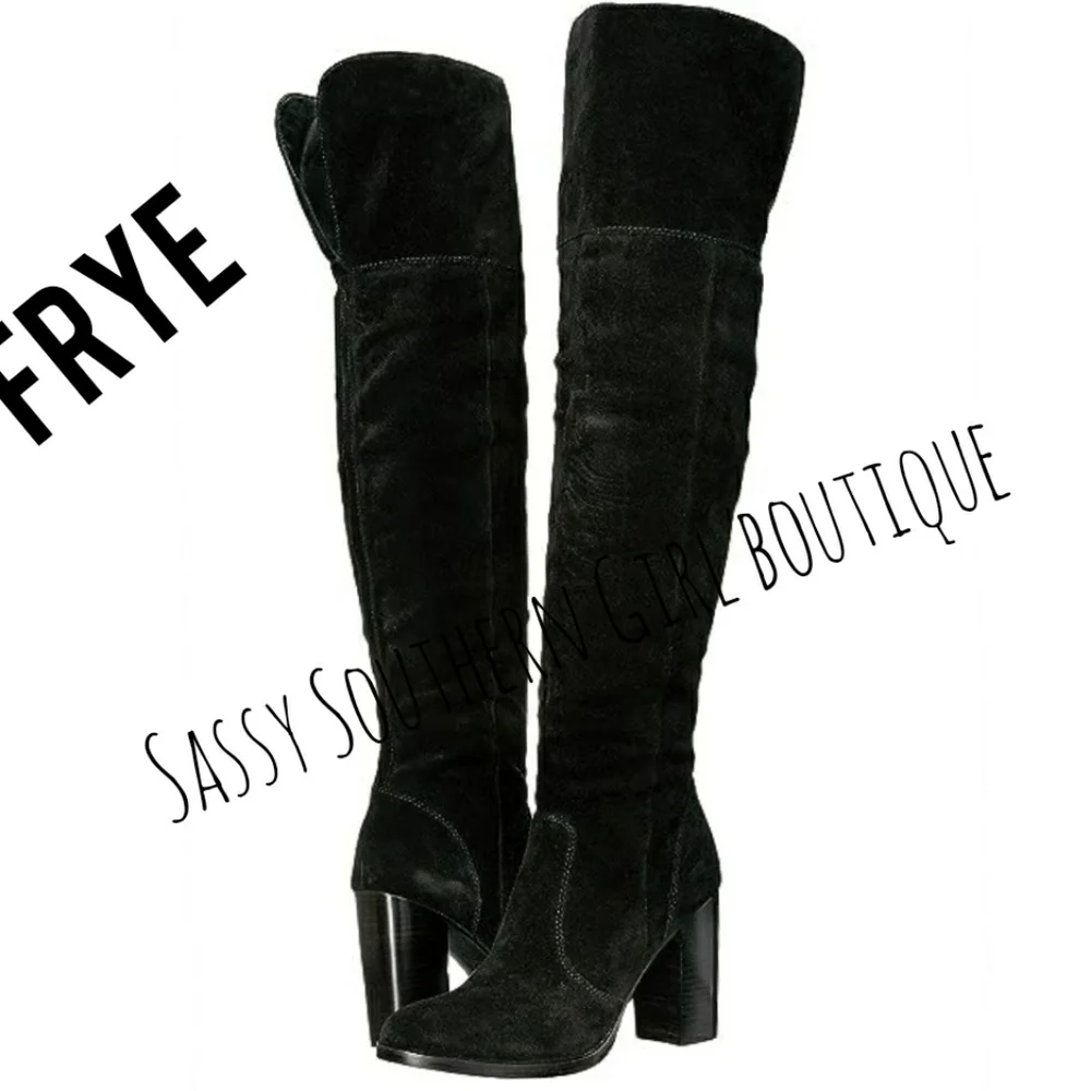 🆕⭐FRYE Over the Knee black suede leather boots